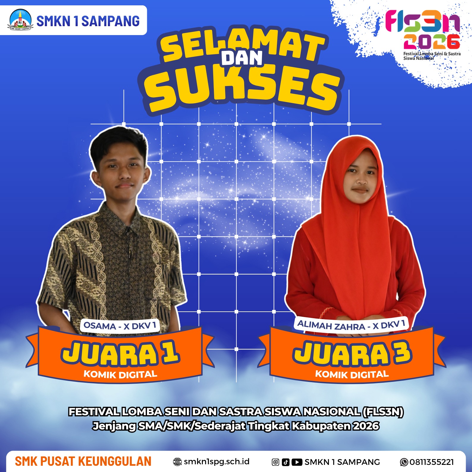 Juara 1 dan 3 - bidang lomba Komik Digital
