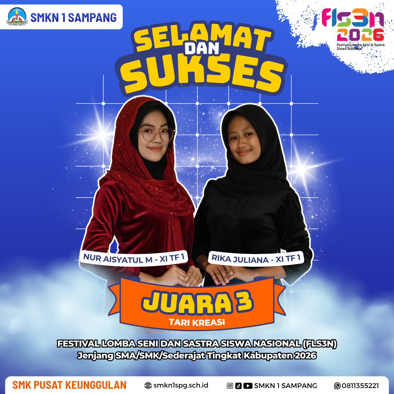 Juara 3 bidang lomba tari kreasi