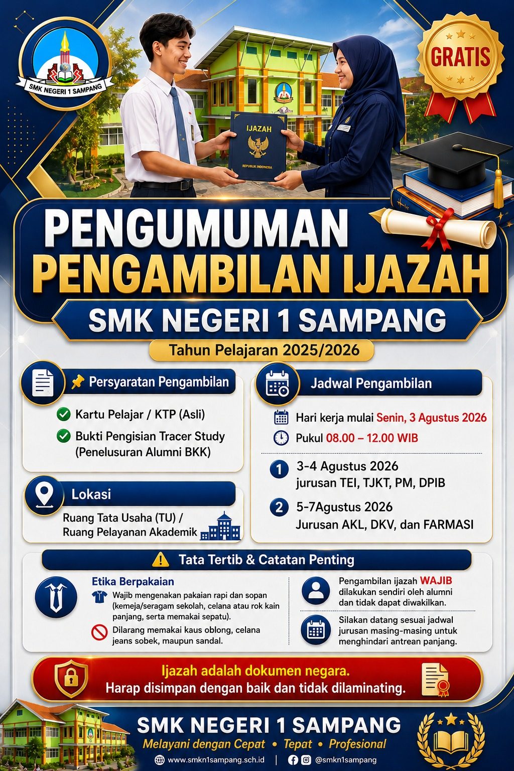SMK Negeri 1 Sampang Umumkan Jadwal Pengambilan Ijazah Tahun Pelajaran 2025/2026